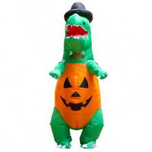 Men's Green Pumpkin Dinosaur Inflatable Costume, Suitable For Adult Use, Halloween Role-Playing Carnival Dance Parties Other Scenes - Multicolor - View 3