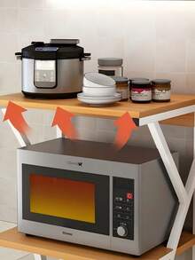 2 Pieces Kitchen Storage Set: Microwave Shelf + 4-Tier Pot Rack. Sturdy Iron Frame With Strong Load Capacity, Layered Storage Frees Countertop Space, Wear-Resistant And Easy To Assemble. - A - View 7