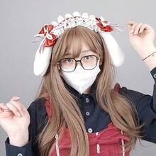 手工毛絨蝴蝶結髮箍髮飾 Cosplay 派對動物耳朵蘿莉塔兔耳髮箍 - A - 查看 5