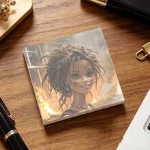 1pc Funny And Pretty Face Doll Sticky Note Pad, Fashionable Square Design, Suitable As A Gift For Colleagues, Humorous Office Desk Decor, Workplace Memo Pad, Aesthetic Stationery For Back To School Season - Multicolor - View 11