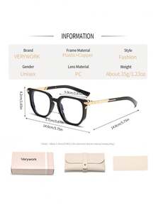 Verywork1 Pair Geometric Personalized Brand Design Women's Clear Lens Glasses, Comes With Storage Case And Cleaning Cloth, Suitable For Office Wear, Daily Accessory, Street Photography, Cafe, Travel And More - Clear - View 8