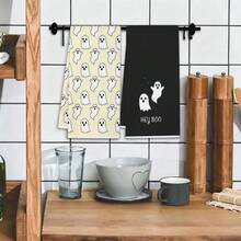 2pcs Kitchen Absorbent Towels, Made Of Polyester Material, Halloween Ghost Pattern Print, Suitable For Kitchen, Bathroom, Ideal Choice For Housewives And Family Gatherings, High Cost-Performance Home Goods, Great For Autumn Decoration And Room Decor. - Multicolor - View 6