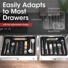 1pc Adjustable Expandable Drawer Organizer, Portable Telescopic Cutlery Storage Box For Spoons, Forks, Knives And Spatulas, Kitchen Storage Organizer And Accessories - Multicolor - View 11