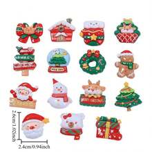 2/7/14 miếng nhãn dán tủ lạnh tiệc đêm Giáng Sinh dễ thương ngẫu nhiên, nam châm tủ lạnh 3D bằng nhựa resin hình ông già Noel, tuần lộc và cây thông Noel, trang trí nhà cửa, quà tặng tiệc, quà Giáng Sinh - Nhiều màu - Xem 4