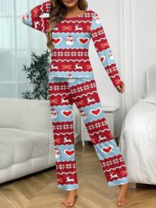 Customizable Women's Pajama Set, Can Print Any Pattern, Personalized Unique Christmas Gift, Suitable For Family, Friends And Holiday Parties - Black - View 8