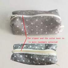 1pc Korean Style Polka Dot Star Canvas Pencil Case, Large Capacity Zipper Pencil Pouch, Portable Minimalist Stationery Storage Bag, Suitable For School, Travel, Cosmetics Use,Back To School - Pencil Case - View 13