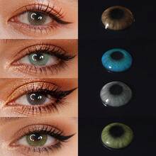 Lalens 海洋綠柔和彩色隱形眼鏡，1對圓形隱形眼鏡，年戴，DIA 14.20MM BC 8.6MM，深色與淺色眼睛皆可無縫融合，適合日常通勤、美感派對、約會妝容 - Ocean Green - 查看 3