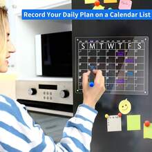 1Pc Ins Style Clear Acrylic Magnetic Weekly Fridge Calendar,Dry Erase Reusable Weekly Planner Whiteboard,Refrigerator Memo Organizer,Family Meal Task Planning Board,Kitchen Decor For Daily Schedule & Household Organization Supplies - Style a - View 3
