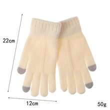 1 Pair Women Solid Black Cable Knit Winter Gloves, Soft Thick Rib Cuff Thermal Hand Warmers For Walking Driving Daily Cold Weather - Multicolor - View 4