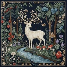 14CT Printed Cross Stitch Kit Animal Style: Owl, Deer, Fox Cross Stitch Patterns For Adult Beginners Relaxing DIY Includes Fabric, Needles, Thread And Illustration Unframed Handmade Wall Decor Gift 40x40cm/15.7x15.7in - A - View 17