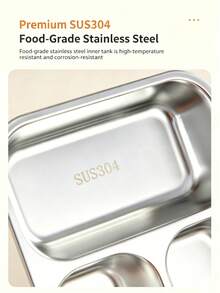3-Compartment 304 Stainless Steel Bento Lunch Box, Leak-Proof Sealed Portable Food Storage Container For Students, Office, School, Picnic - Multicolor - View 9