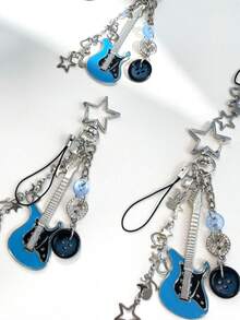 1pc Y2K Cute Guitar Shaped Keychain, Bag Charm, Car Key Ring Pendant, 3D Guitar Pendant, Unisex, Love Music,Backpack For School Cute Goth Gifts - A - View 5