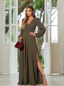 Scarlet Long Sleeve Dress NM Nana Marie - 橄欖綠 - 查看 7
