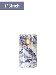Blue & White Floral Bird Porcelain Electronic Candles LED Simulated Flame Candles With Remote Control Timer 3pcs Set Smokeless Electronic Candles For Holiday Party / Wedding Decor / Home Atmosphere Decoration - Warm White Light - View 10