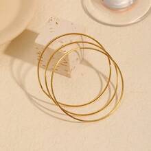 Minimalist Fashion Stainless Steel Gold Round Multi-Layer Plain Bangle Bracelet Set - Gold - View 9