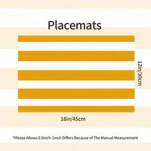 1pc Yellow & White Striped Placemat, Minimalist Modern Table Mat, Dining Table Decor, Easy To Clean Kitchen & Restaurant Home Daily Use, Christmas Holiday Decoration - Multicolor - View 6