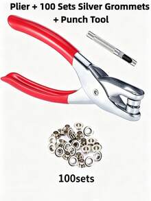 0.18 Inch (4.5mm) Snap Fastener Eyelet And Tool Set, Gold And Silver Metal Snap Fastener Eyelet Set, Includes Pliers, Puncher And Sewing Tools, Portable Eyelet Manual Pressing Set, Suitable For Leather/Belt/Fabric/Shoes/Crafts - Grommets Plier Kit - View 9