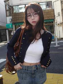 女款夏秋休閒優雅時尚海軍藍度假派對夾克，萬聖節返校季針織開襟衫 - 寶藍色 - 查看 2