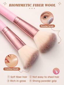 Set Alat Rias Mini Warna Pink 9 Buah, Kuas Rias Bedak Besar, Bantalan Spons dengan Tali Jari, Puff Bedak Beludru Segitiga, Mangkuk Pembersih Kuas Silikon, Bulu Sintetis Lembut, Perlengkapan Kecantikan Mini Portabel untuk Perjalanan, Dapat Digunakan Basah dan Kering, Cocok untuk Pemula Rias Wajah - MultiWarna - View 3