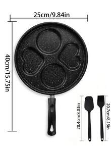 MiLaiWP [Stainless Steel Healthy Fryer] Stainless Steel Fryer 4-Hole Pancake Pan - Healthy Cooking, Indoor/Outdoor Use, No Power Required, Suitable For Induction Cooktop, Kitchen Pot (Black) - View 6
