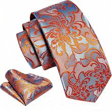 Men Tie Sets Classic Fashion Necktie Set For Business Party - Burnt Orange - View 2