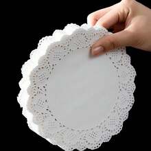 100/300/500pcs Round White Lace Paper Doilies, Baking Paper Pads, Suitable For Crafts, Tableware Decoration, Party, Wedding, Cake, Dessert, Baking, BBQ, Fried Foods - View 3