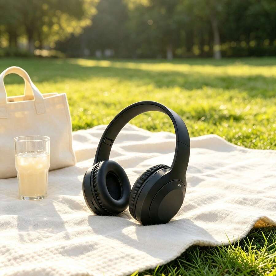 Gerripuer Wireless Bluetooth Headset Outdoor Sports Gaming Wireless Headphones With Mic Bluetooth Earphones For Home Office Cellphone PC For Phone / Computer / Tablet Low Latency Heavy Bass HIFI Stereo New Type-C Card Slot Retractable Foldable Portable Storage Holiday Gift Present Over-Ear Bluetooth Headphones Black/Beige - View 1