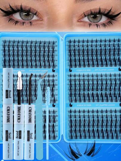 320-Piece Cartoon-Style Eyelash Adhesive Set, Extending The Length By 10 To 16 Millimeters. The Set Comes With Glue, Tweezers And A Brush, For A Moistening Effect. It Features Soft, Fluffy And Lightweight 3D False Eyelashes.Cat Eye Lashesanime Lashes