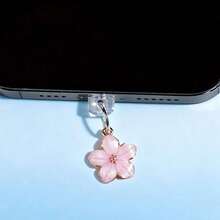 粉色櫻花吊飾防塵塞，通用 Android 與 Apple 手機充電孔，手機充電孔防塵塞吊飾小禮物 - 彩色 - 查看 5