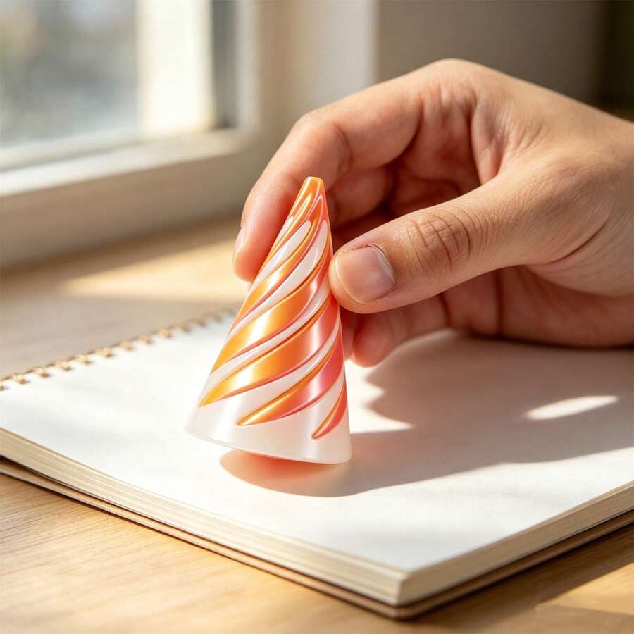 1 Stück spiralförmiges 3D-gedrucktes Stressabbau-Spielzeug, Fingertipp-Fidget-Gadget, kreatives Schreibtisch-Ornament, Büro-Stressabbau-Spielzeug - Verschiedenfarbig - Übersicht 1