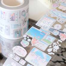 35cm/Loop Cute Retro Y2K Internet Electronic Kitten Pet Die Cut Sticker For DIY Goo Card Journal Scrapbooking Photo Card Phone Case Collage Supply,Reusable Waterproof Stickers - Black - View 8