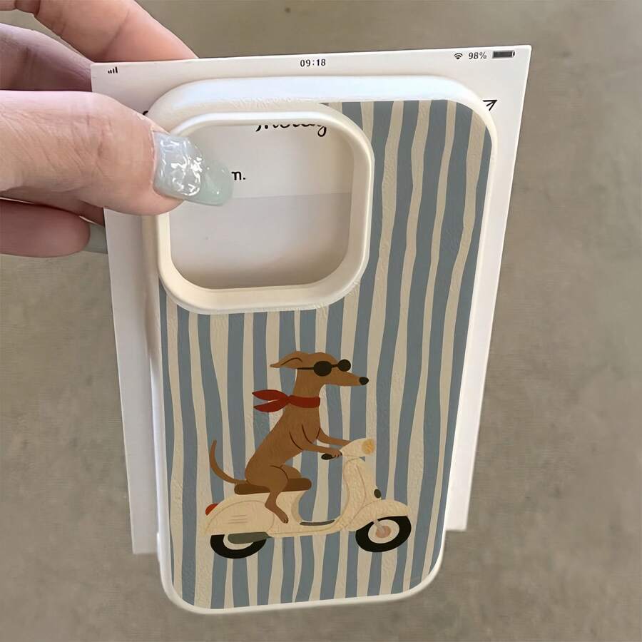 1件 白色磨砂極簡鏡頭保護可愛狗狗圖案手機殼,適用於 iPhone 16 Pro Max/17/16/15/14 Plus/13/12/11/Air,兼容三星系列 - 彩色 - 查看 1