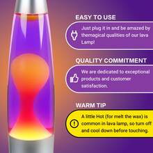 Classic Lava Lamp With 25W Bulb, Silver Base Liquid Motion Lamp, Orange Wax Purple Liquid Magma Lamp, Standard Plug Vintage Decorative Night Light For Bedroom Office Gift - US A Type Plug(110-127V) - View 6