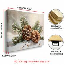 1pc Framed/Unframed Snowy Pine Cone Christmas Vintage Poster Festival Cozy Wall Art Canvas Print Nordic Winter Xmas Holiday Botanical Country Farmhouse Aesthetic Decor Retro Rustic Painting For Apartment,Living Room,Bedroom,Modern Home Decoration - A - View 13