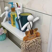 1pc Modern Chic Humanoid Wall-Mounted Storage Shelf 10 Inches Three Color Option Plastic Organizer Suitable For Kitchen Bathroom Storage Shelf Rack Kitchen Accessories No Drilling - Figurine Display Stand - View 5