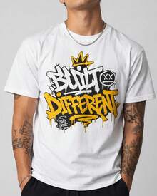 Street Style Crown Ink-Drip Graffiti T-Shirt, Unisex - 白色 - 查看 6