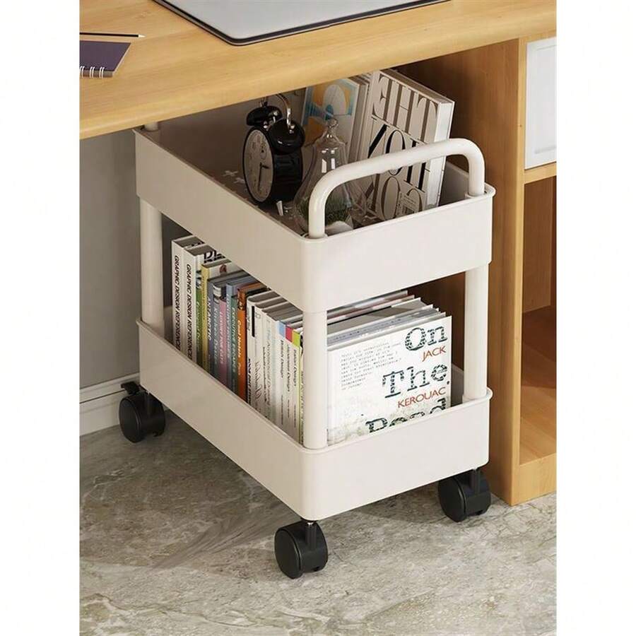 1pc 2/3/4/5 Tier Rolling Storage Cart, Plastic Material, Multi-Functional Suitable For Office, Kitchen, Bathroom And Bedroom Organization, Outdoor Decor