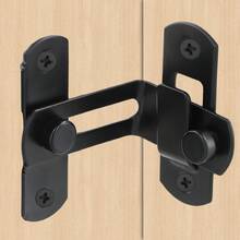 2 Pieces Sliding Door Lock Set, 90° Sliding Lock, Stainless Steel Door Lock, Right Angle Door Lock, Suitable For Barn Doors, Windows, Garden Cabinets (Black/Silver) - Stainless Steel - View 4