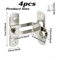 2 Pieces Sliding Door Lock Set, 90° Sliding Lock, Stainless Steel Door Lock, Right Angle Door Lock, Suitable For Barn Doors, Windows, Garden Cabinets (Black/Silver) - Stainless Steel - View 10