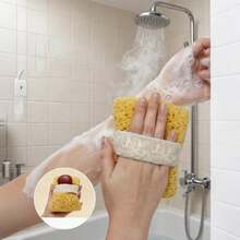 1pc New Bath Sponge Bag, Mild Exfoliating - Shower Cleaning Bag, Suitable For Radiant Skin, Easy To Seal And Hang Dry Design, Exfoliating Bath Sponge Block, Cleaning Foam Net, Sponge, Bathroom Gadgets - Multicolor - View 3