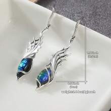 Dragon Wing Design Women's Pendant Earrings, Asymmetrical Pattern Fashion Women's Ear Jewelry, Daily Wear Party Accessories - Silver - View 4