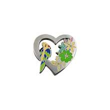 1 Peça Broche de Esmalte em Formato de Coração, Distintivo de Lapela com Papagaio Colorido e Padrão Floral Multicolorido Fresco, Broche de Esmalte para Jaquetas, Mochilas, Presente de Natureza e Jardim - Branco - Visão 9