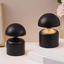 1PC Cordless Touch LED Desk Lamp, Modern Girl Gift Macaron Mushroom Table Lamp, 3-Color Adjustable Dim Bedside Pillow Light, Rechargeable Night Light, Suitable For Bedroom, Living Room, Home Decor And Gifts (Black/Gold) - Multi-color - View 2