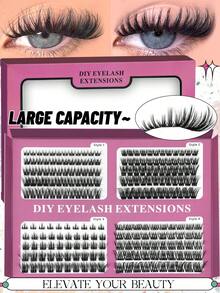 GROINNEYA 20 Rows Fairy Lash Clusters 4-IN-1 Styles Cluster Lashes DIY,Mix Length Cluster Eyelash Extensions,Soft Wispy Individual Lashes,Voluminous 5D Eye Lash Clusters Puffy Soft Single Lashes,Easy At-Home Self-Application,Suitable For Role-Playing - C - View 14
