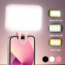LED Selfie Light, Portable Selfie Light, Clip-On Light, Smartphone Selfie Light, Suitable For Smartphones And Computers, Suitable For Makeup, Zoom Meetings, Live Streaming, Vlog, Perfect Selfies And Video Calls, 250mAh - BGD01 - View 3