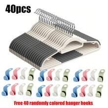 10/40pcs Heavy Duty Non-Slip Hangers (Free Hooks) - Durable, Sturdy, Space-Saving Design, Suitable For Shirts, Pants, Indoor Storage, Outdoor Drying, Clothing Display, Standard Hangers, Closet Organization - Multicolor - View 1