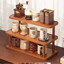 1pc Multi-Layer Bamboo Kitchen Storage Rack, Large Capacity Kitchen Spice Rack, Multi-Functional Desktop Tiered Organizer, Spice Bottle & Snack Canister Storage Rack, Suitable For Kitchen Countertop, Bathroom Countertop, Side Cabinet Table Storage - Multicolor - View 2