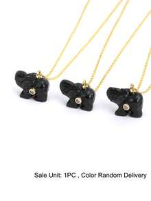 1pc Hand Carved Crystal Elephant Pendant Necklace For Women Natural Stone Rose Quartz Amethyst Mini Animal Handicraft Jewelry H935 - Necklace - View 14