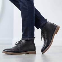 Sepatu Bot Gurun Pria Klasik Retro Sepatu Bot Derby Sepatu Bot Kasual untuk Perjalanan Sehari-hari - Hitam - View 2