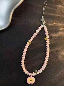 Half-Flat Apple Fresh Phone Chain Keychain Beaded Lanyard Handmade CCD Cute Camera Chain INS Pendant - Baby Pink - View 5